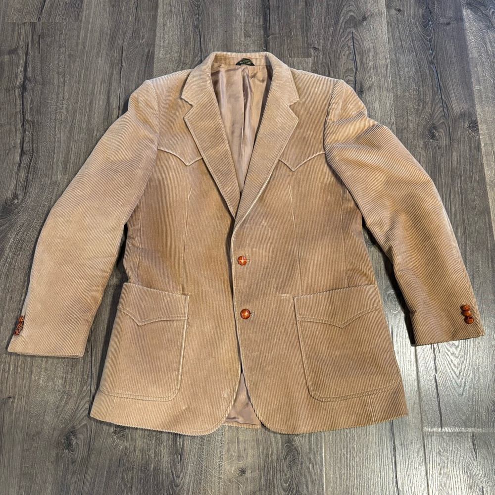 Brad Whitney 70’s Western-style Corduroy Blazer Sport Coat Camel Color size L 42